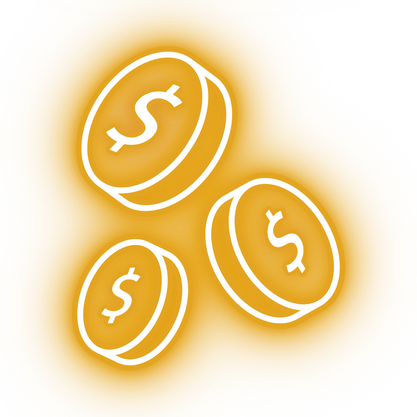 Neon yellow coins icon